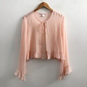 VICTORIA'S SECRET Silk Sheer Ruffled Tie-up Top Size Small